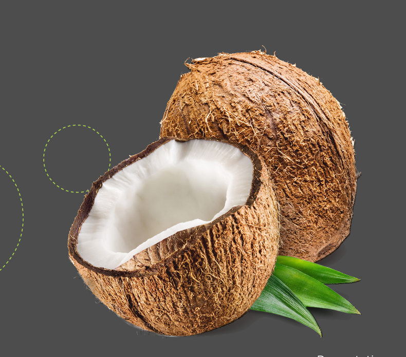 Fresh coconut with Ganda branding